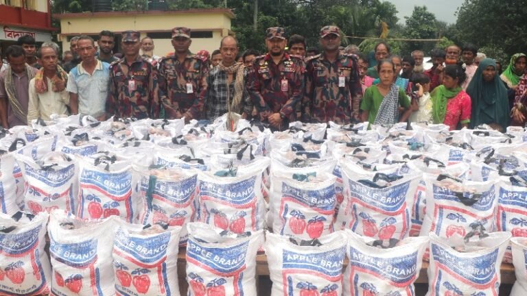 খাগড়াছড়িতে বন্যা ও ভূমিধসে ক্ষতিগ্রস্তদের পাশে বিজিবি
