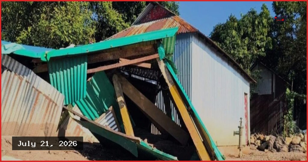 তাহিরপুরে পাহাড়ি ঢলে শতাধিক ঘরবাড়ি বিধ্বস্ত, বিপাকে সীমান্তবাসী