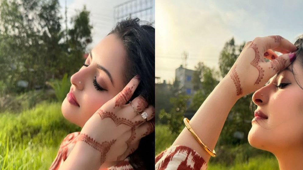 মেহেদির নকশায় নতুন রূপে ধরা দিলেন জনপ্রিয় অভিনেত্রী পরীমণি