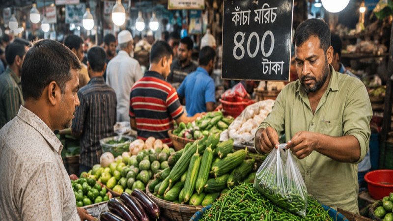 রাজধানীর বাজারে কাঁচামরিচের দাম ৪০০ টাকা, বেড়েছে পেঁয়াজ ও ডিমের দর