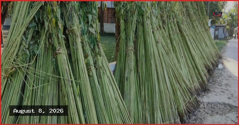 রংপুরের কাউনিয়ায় পাটের ভালো ফলন হলেও পানির অভাবে জাগ দেওয়া নিয়ে ভোগান্তি
