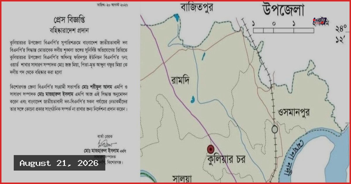 কুলিয়ারচরে শিশুধর্ষণের অভিযোগে বিএনপি নেতা জজ মিয়া দল থেকে বহিষ্কৃত