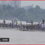 কুষ্টিয়ার কুমারখালীতে গড়াই নদীতে শুরু হলো তিন দিনের নৌকা বাইচ