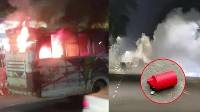 রাজধানীতে ককটেল বিস্ফোরণ ও বাসে আগুন, দুই শতাধিক চেকপোস্ট