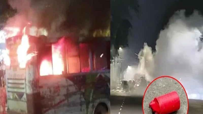 রাজধানীতে ককটেল বিস্ফোরণ ও বাসে আগুন, দুই শতাধিক চেকপোস্ট