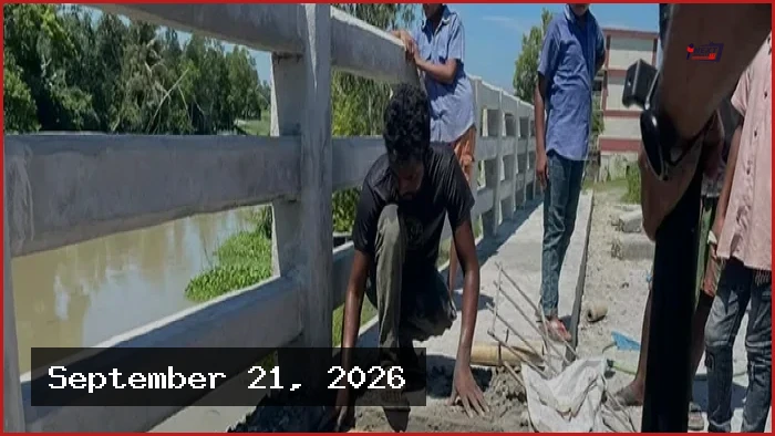 টাঙ্গাইলে ১০ কোটি টাকার ব্রিজে রডের বদলে বাঁশ, তোলপাড়