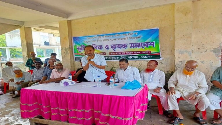 বোরহানউদ্দিনে ভূমিদস্যু ও চাঁদাবাজদের দৌরাত্ম্য বন্ধের দাবিতে বিক্ষোভ