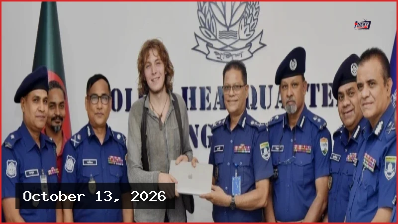 জার্মান পর্যটকের হারানো ল্যাপটপ উদ্ধার করে ফেরত দিল পুলিশ
