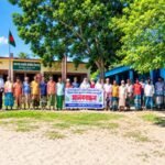 মদনে নদীভাঙন রোধ প্রকল্পে অনিয়মের অভিযোগে এলাকাবাসীর মানববন্ধন